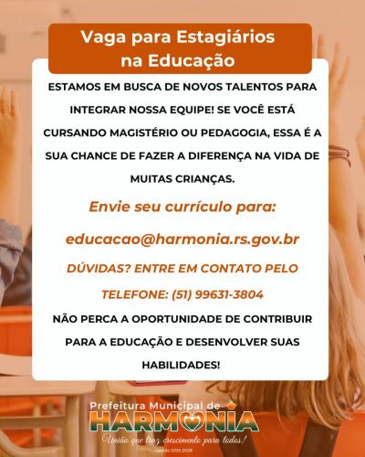 Vaga para Estagirios na Educao 